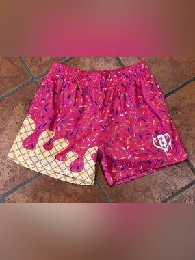 Baseball Lifestyle 101 Pink Ice Cream Drip Shorts, Mens Small